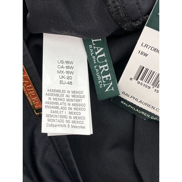 Ralph Lauren Plus Black Tummy Control Halter One Piece Swimdress 18W Slimming - Picture 7 of 10